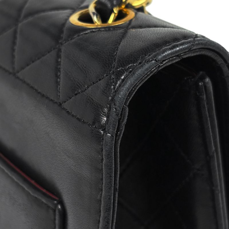 Chanel Logo Chain Shoulder Bag Single Flap 2.55 Shoulder Bag Leather Black Women