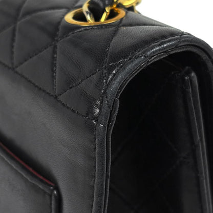 Chanel Logo Chain Shoulder Bag Single Flap 2.55 Shoulder Bag Leather Black Women