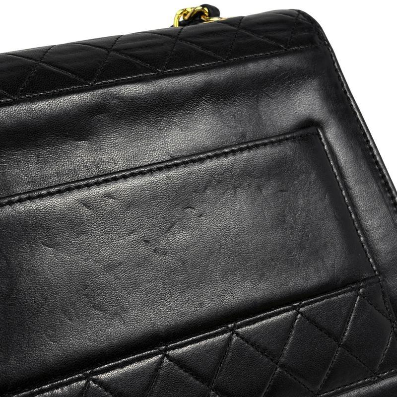 Chanel Logo Chain Shoulder Bag Single Flap 2.55 Shoulder Bag Leather Black Women