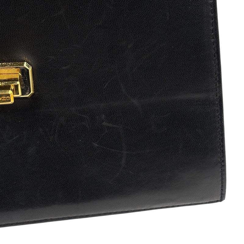 Chanel Logo Chain Shoulder Bag Single Flap 2.55 Shoulder Bag Leather Black Women