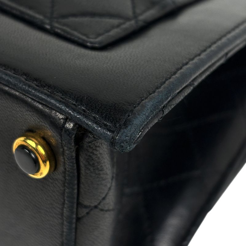 Chanel Logo Chain Shoulder Bag Single Flap 2.55 Shoulder Bag Leather Black Women