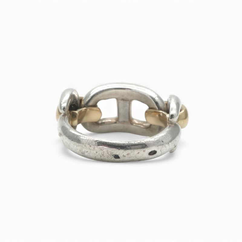 Hermes Chaine D'ancre Ring 750 950 Gold Silver