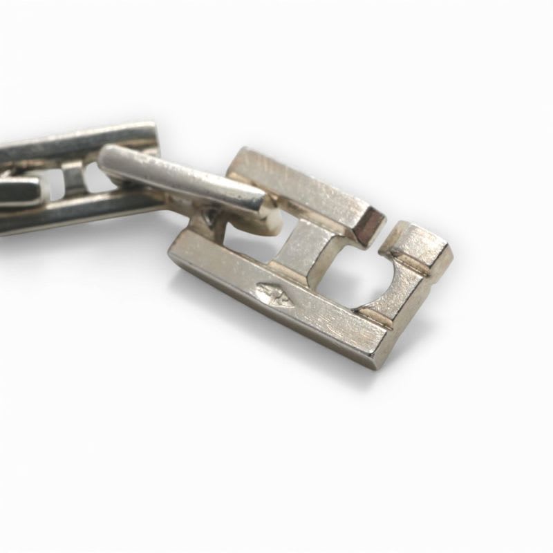 Hermes Cles Bracelet Bangle Cuff 925 Silver