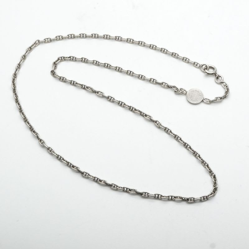 Hermes Mini Chaine D'ancre Serie Necklace Pendant Choker 925 Silver