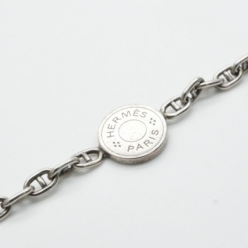 Hermes Mini Chaine D'ancre Serie Necklace Pendant Choker 925 Silver