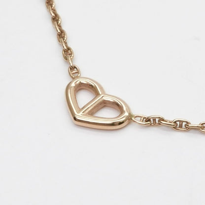 Hermes Chaine D'ancre Necklace Pendant Choker AU 750 Yellow Gold Heart Vintage