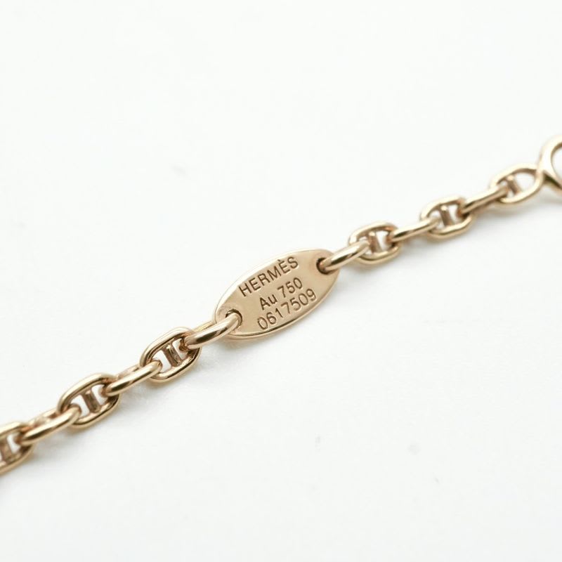 Hermes Chaine D'ancre Necklace Pendant Choker AU 750 Yellow Gold Heart Vintage