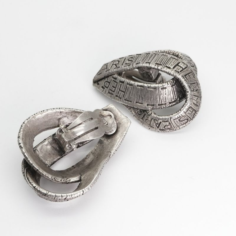 Hermes Earrings Earring Silver Belt Motif Antique Paris
