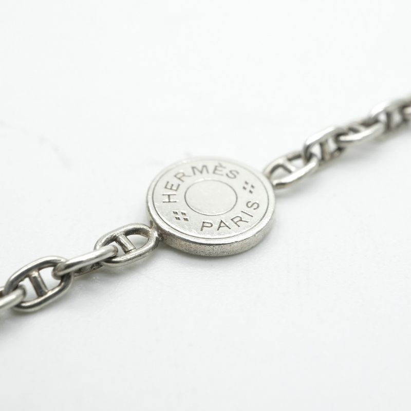 Hermes Serie Necklace Pendant Choker 925 Silver Mini Chaine D'ancre Chaine