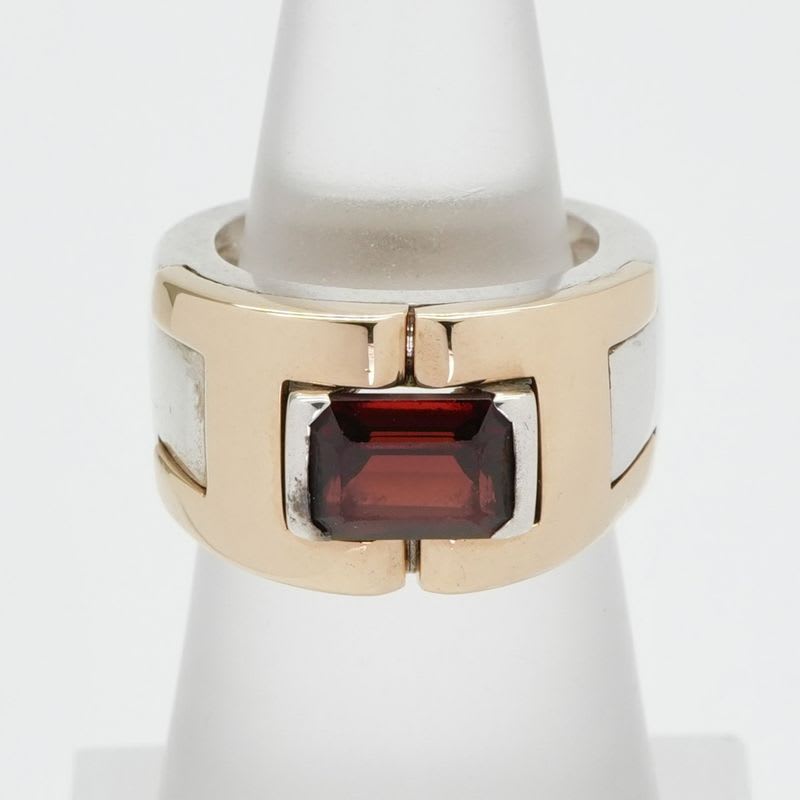 Hermes Ring Silver Combination Antique Garnet