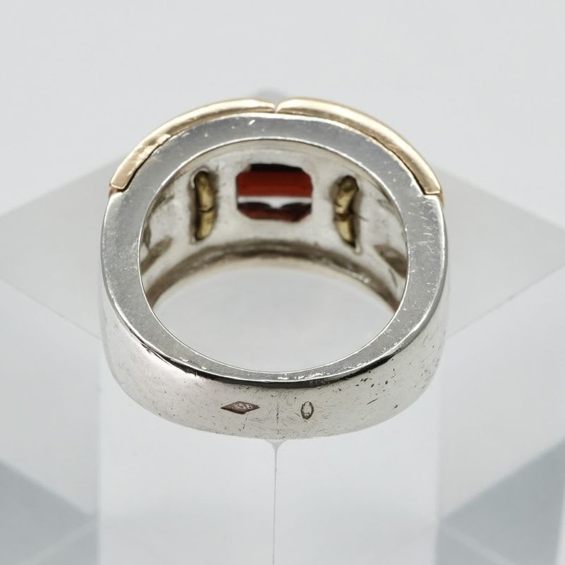 Hermes Ring Silver Combination Antique Garnet
