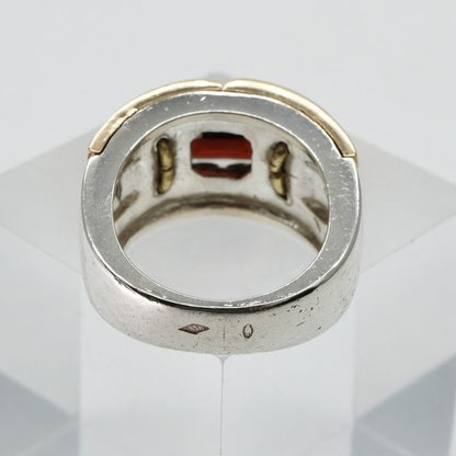Hermes Ring Silver Combination Antique Garnet