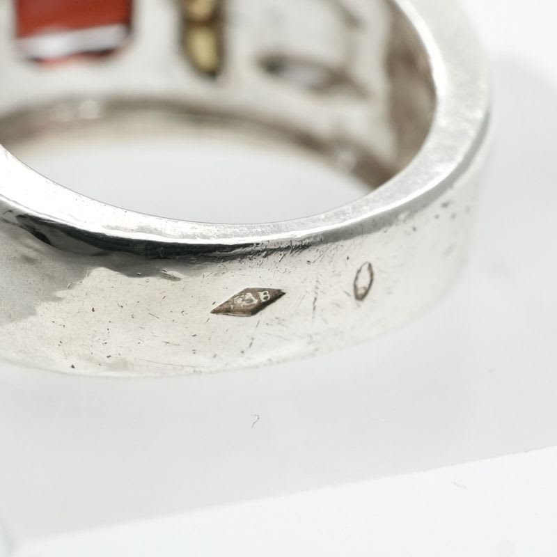 Hermes Ring Silver Combination Antique Garnet