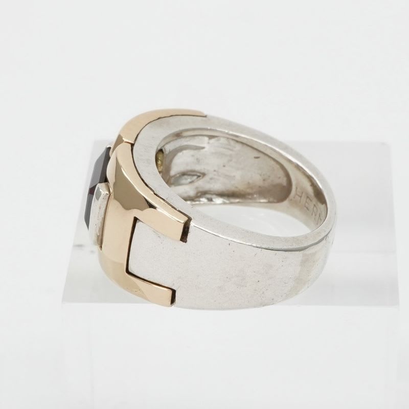Hermes Ring Silver Combination Antique Garnet