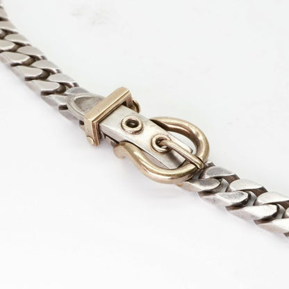 Hermes Bookle Serie Necklace Pendant Choker 750 925 Silver Antique