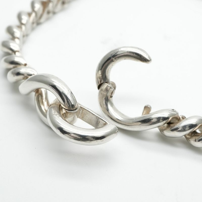 Hermes Torsade Necklace Pendant Choker Sv800 Silver 60's Antique Rope