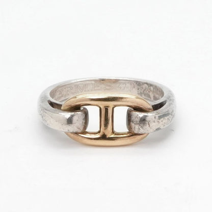 Hermes Chaine D'ancre Ring 750 925 Silver Gold Enchene