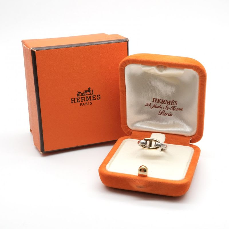 Hermes Chaine D'ancre Ring 750 925 Silver Gold Enchene