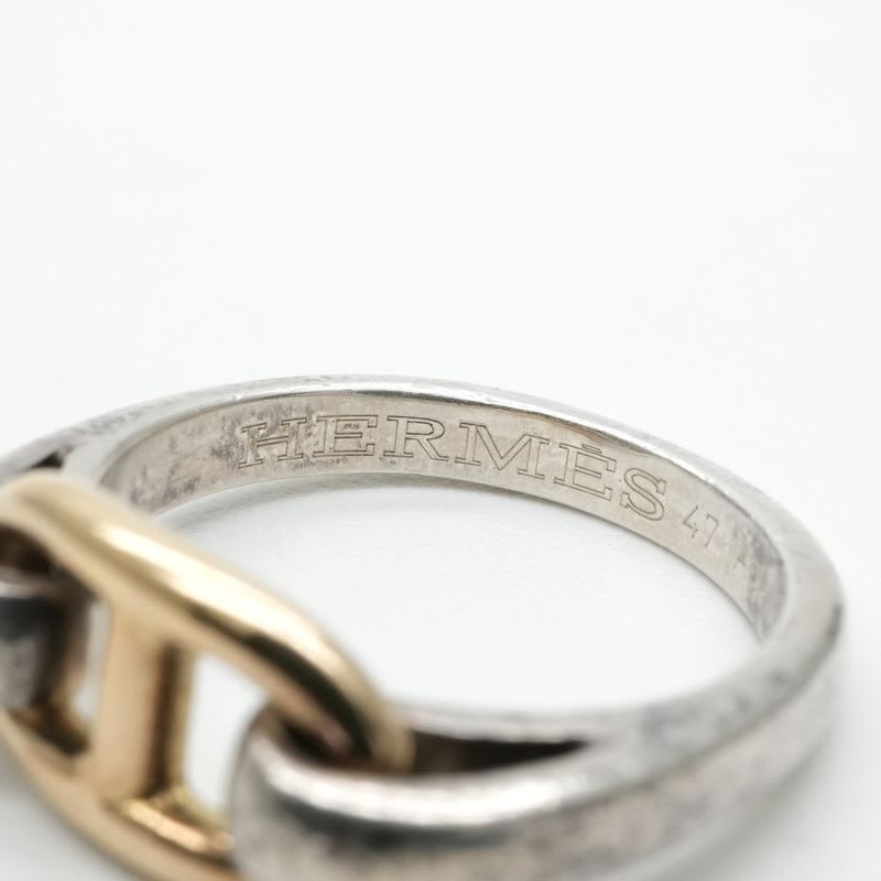 Hermes Chaine D'ancre Ring 750 925 Silver Gold Enchene