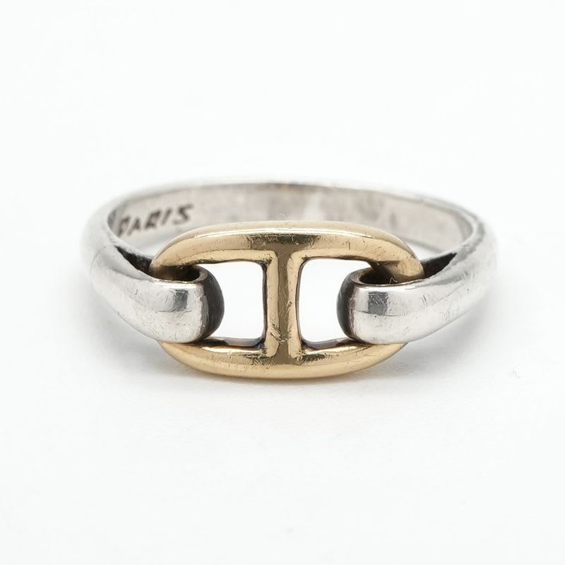 Hermes Chaine D'ancre Ring 750 925 Silver Gold Enchene