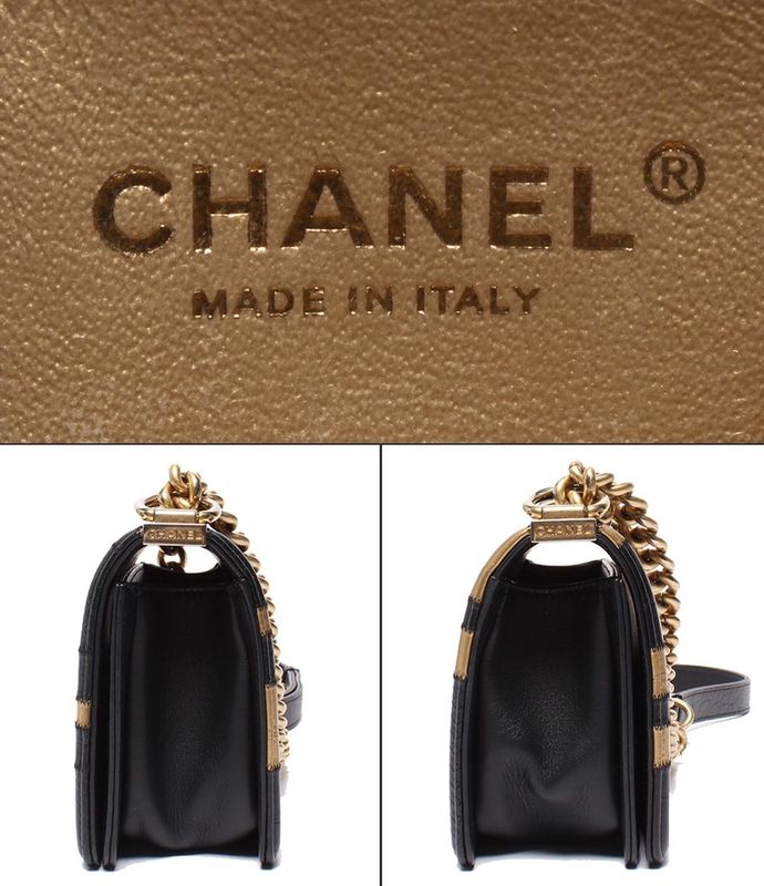 Chanel Chain Shoulder Bag Gold Hardware Croco Shape Push Boy Chanel Women's