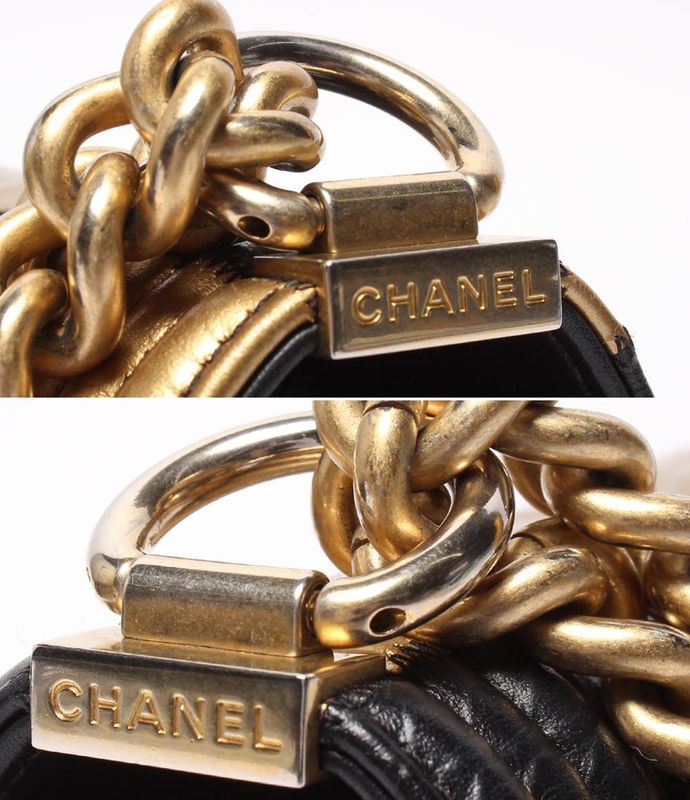 Chanel Chain Shoulder Bag Gold Hardware Croco Shape Push Boy Chanel Women's