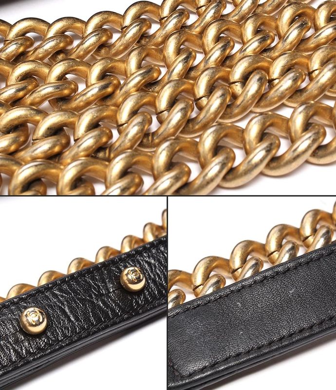 Chanel Chain Shoulder Bag Gold Hardware Croco Shape Push Boy Chanel Women's