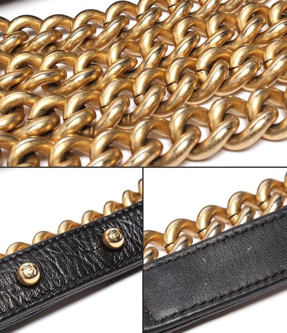 Chanel Chain Shoulder Bag Gold Hardware Croco Shape Push Boy Chanel Women's