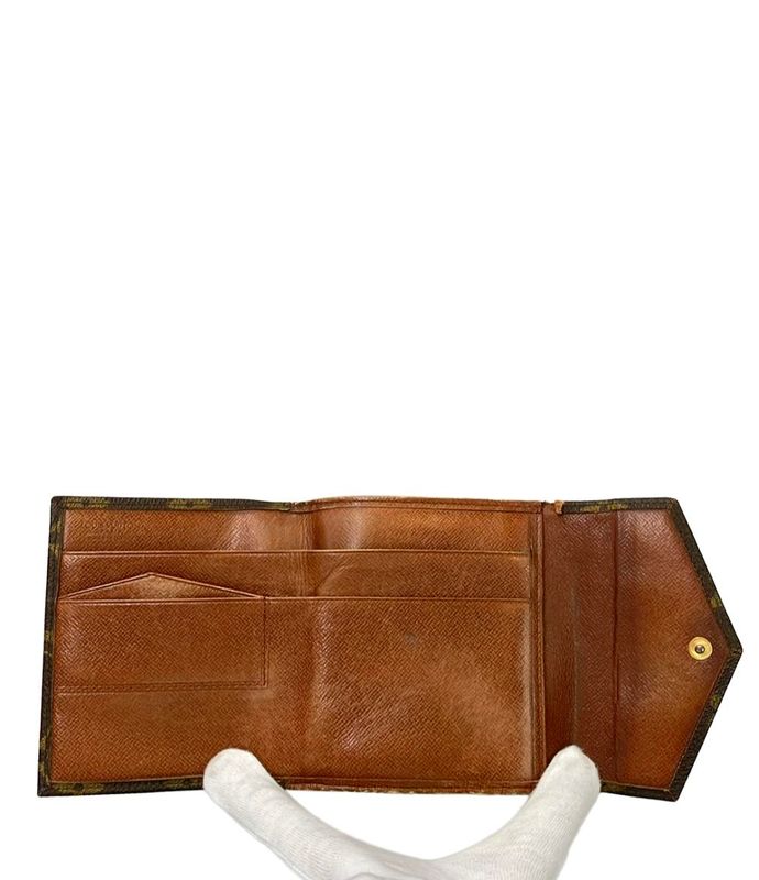 Louis Vuitton Double Hook Bifold Wallet Monogram Portomone Bier M61660 Women's