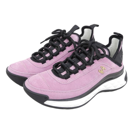 Like CHANEL here mark sneakers shoes ladies suede pink 36 G45331 36