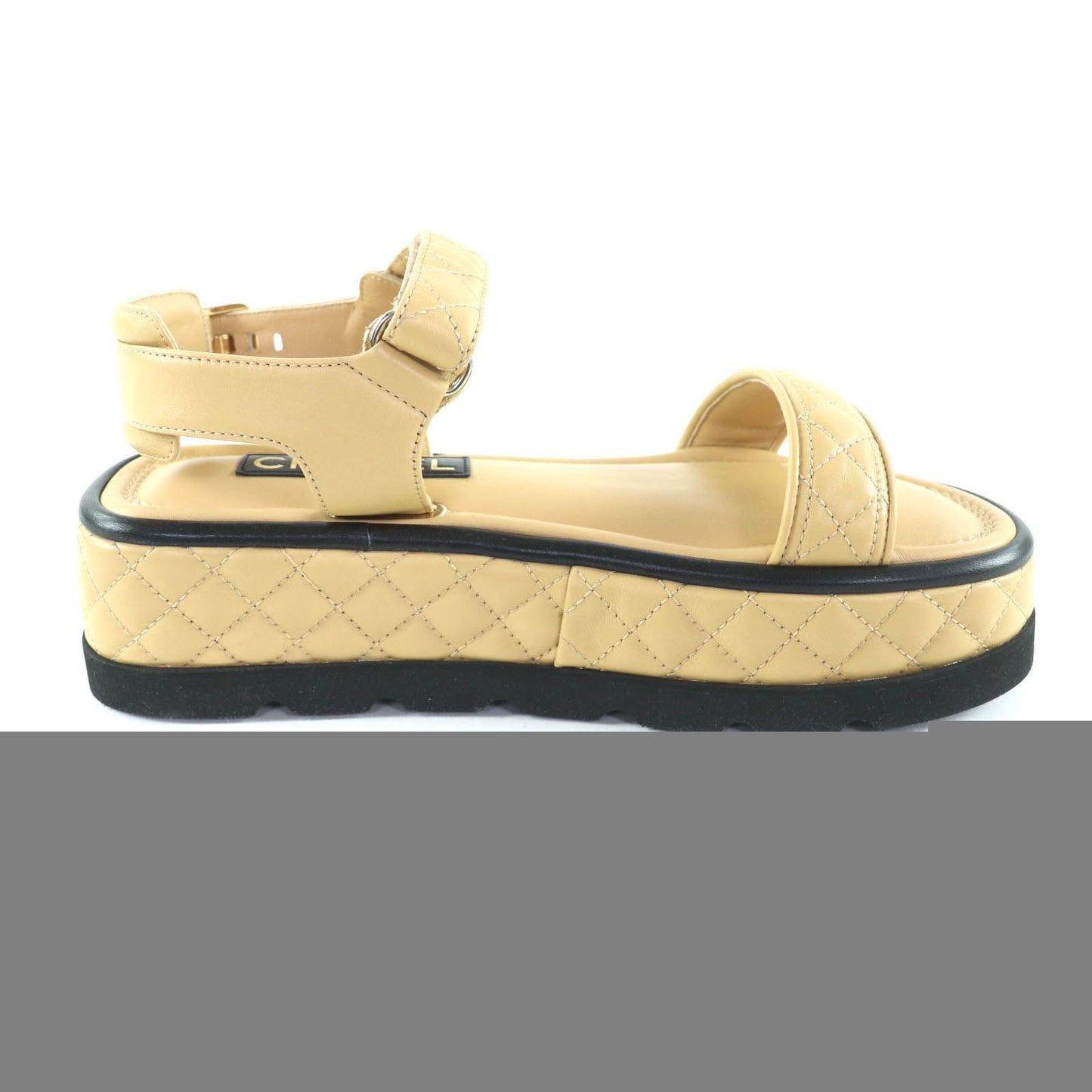 Unused Itemchanel 22a G39143 with Here Mark Hardware Matelasse Velcro Leather