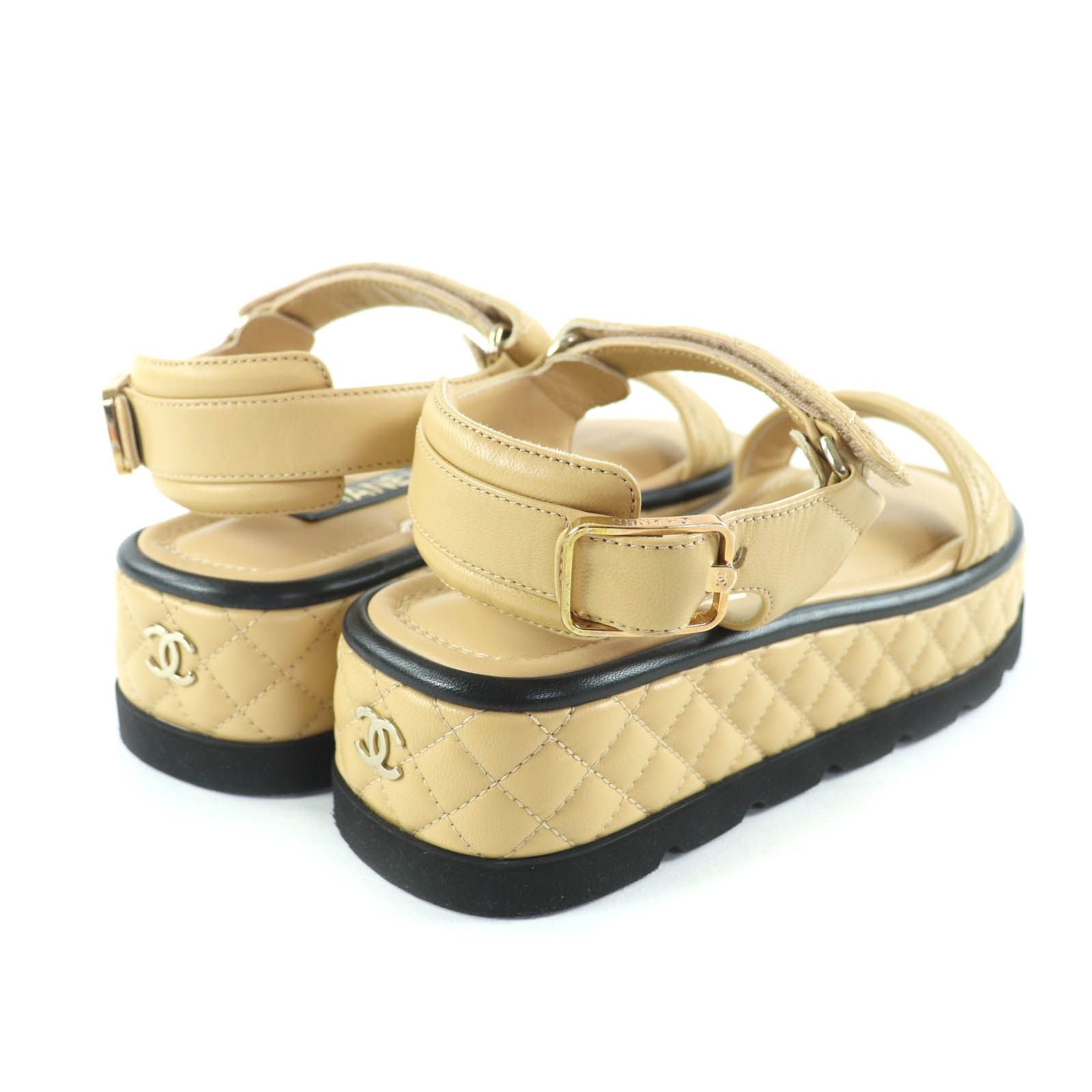 Unused Itemchanel 22a G39143 with Here Mark Hardware Matelasse Velcro Leather