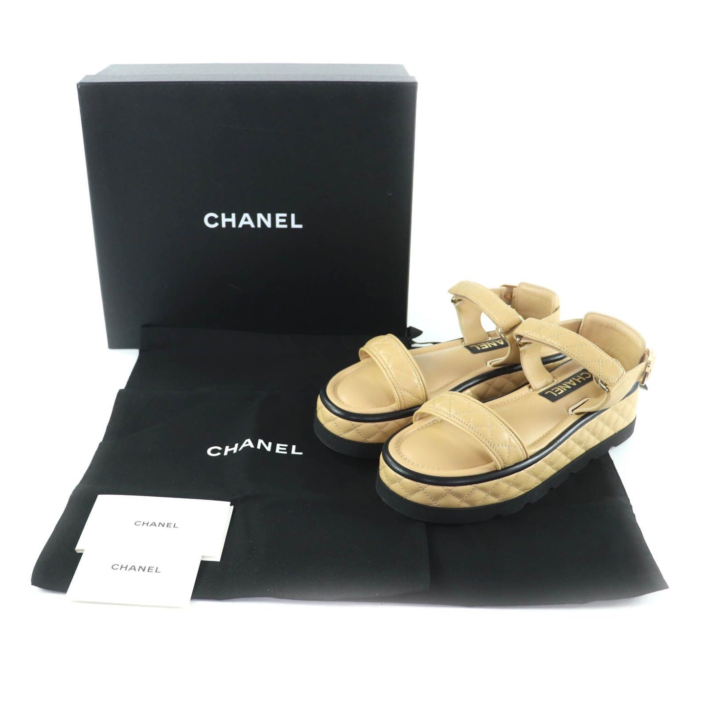 Unused Itemchanel 22a G39143 with Here Mark Hardware Matelasse Velcro Leather