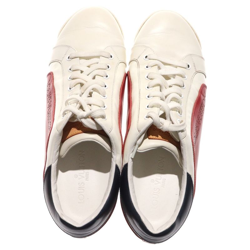 Louis Vuitton Punching Logo Patent Combination Leather Lace-Up Low Cut Shoes