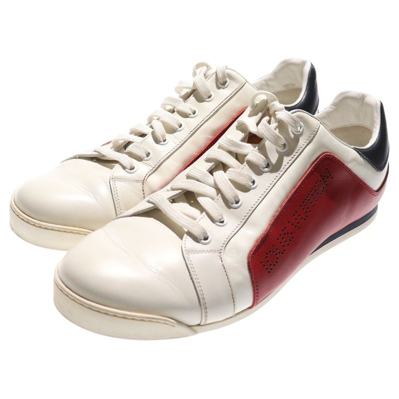 Louis Vuitton Punching Logo Patent Combination Leather Lace-Up Low Cut Shoes