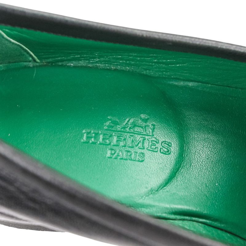 HERMES Moccasin Paris Constance Leather Loafers Shoes Size 35.5 Approx 22.5cm