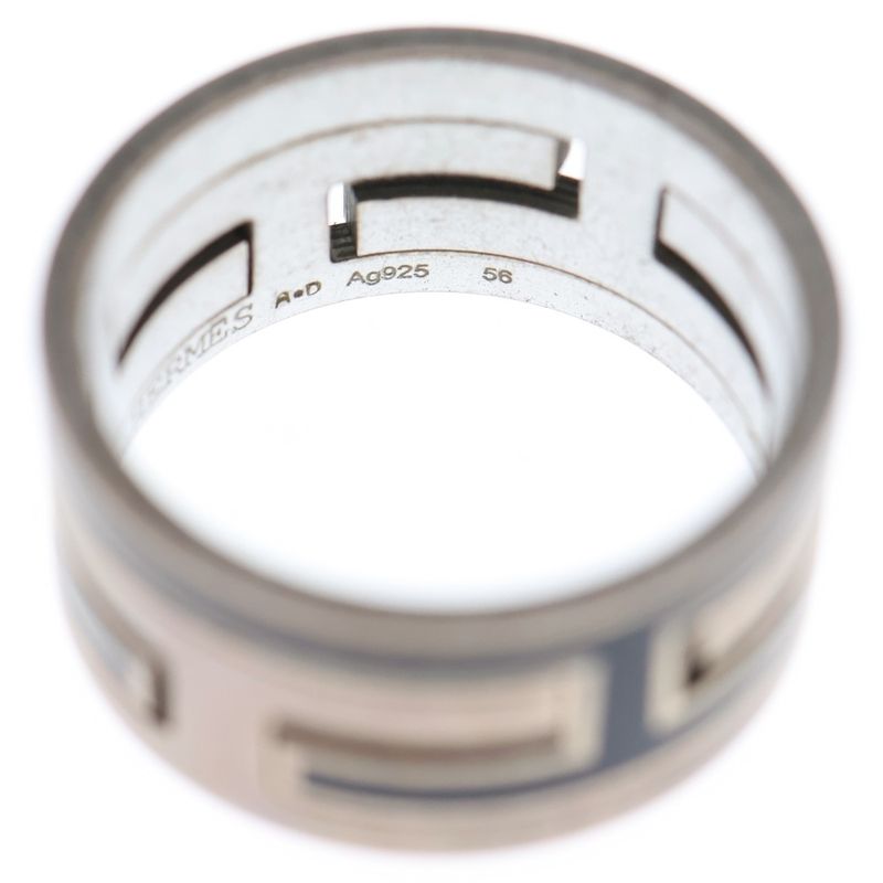 Hermes Move Ash Ring Silver X Black Ag925 #56 8.0g