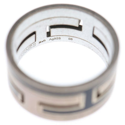Hermes Move Ash Ring Silver X Black Ag925 #56 8.0g