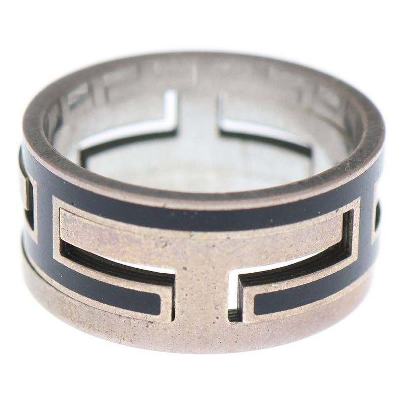 Hermes Move Ash Ring Silver X Black Ag925 #56 8.0g