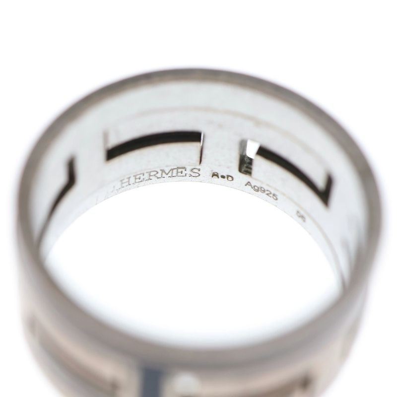 Hermes Move Ash Ring Silver X Black Ag925 #56 8.0g
