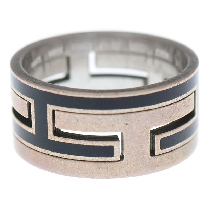 Hermes Move Ash Ring Silver X Black Ag925 #56 8.0g