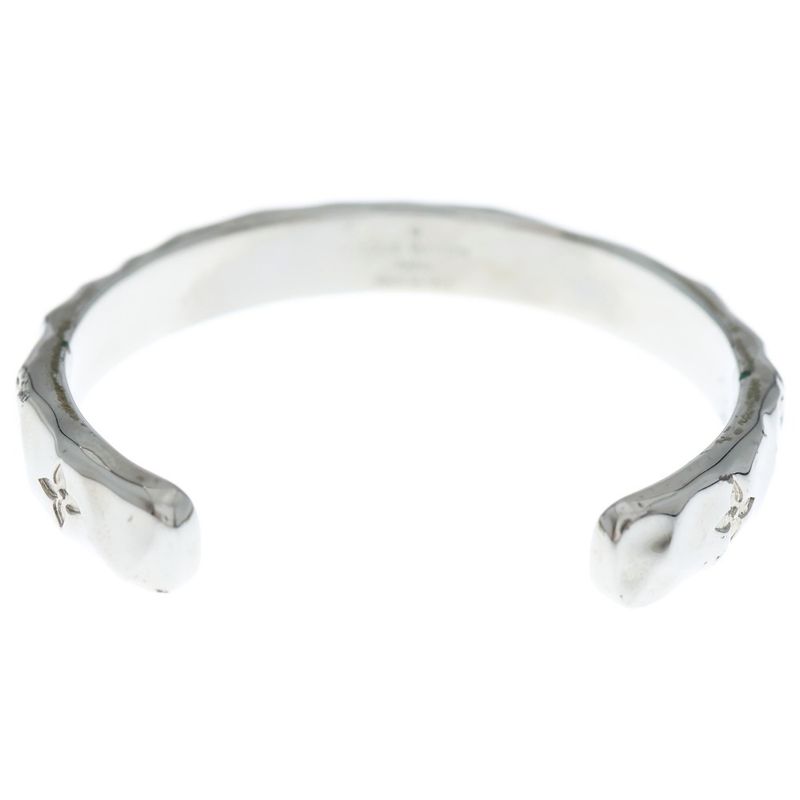 Louis Vuitton Cuff Monogram Curved Bangle Bracelet Silver M00332