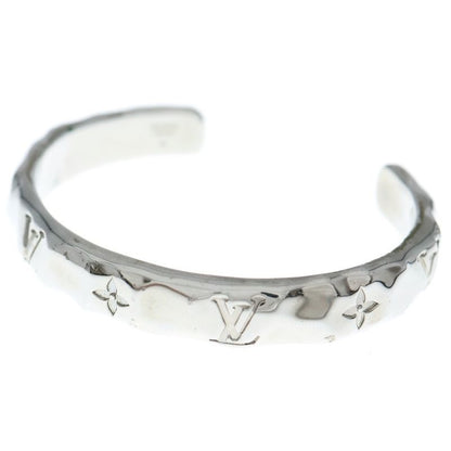 Louis Vuitton Cuff Monogram Curved Bangle Bracelet Silver M00332