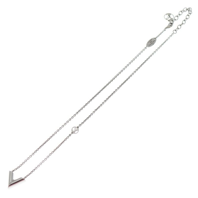 Louis Vuitton Essential V Necklace Pendant Chain Silver M63197