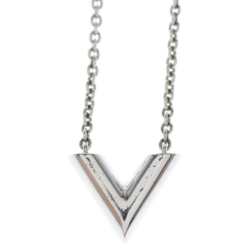 Louis Vuitton Essential V Necklace Pendant Chain Silver M63197