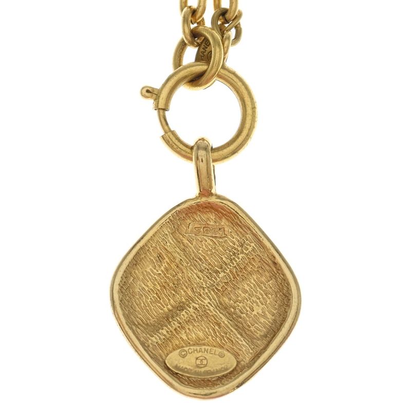 Chanel Cocomark Diamond Necklace Pendant Chain Gold