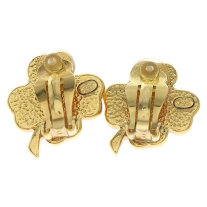 Chanel Coco Mark Clover Motif Earring Gold X Pink GP