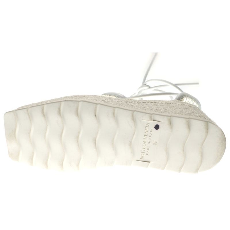 Bottega Veneta Square Toe Stretch Wedge Sandals White Women's