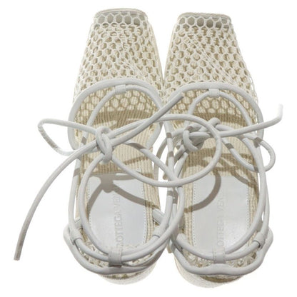 Bottega Veneta Square Toe Stretch Wedge Sandals White Women's