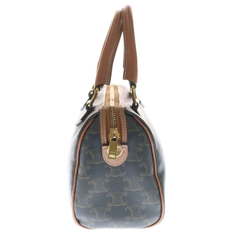 Celine Triomphe PVC Leather 2way Small Hand Shoulder Boston Bag Gold Hardware